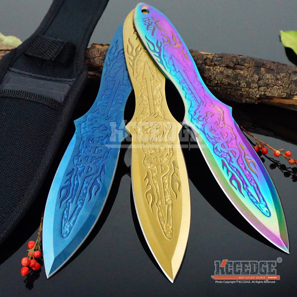 3PC 6.5 ASSORTED Dragon & Scorpion Design NINJA KUNAI THROWING KNIVES –  KCCEDGE