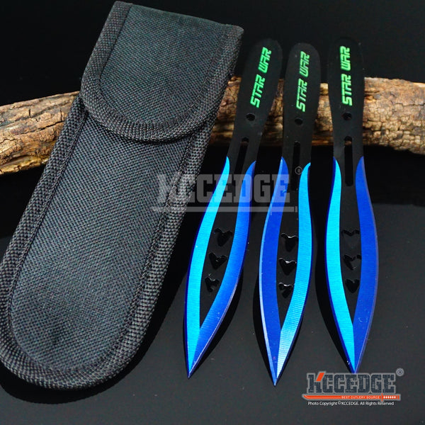 3 PC MINI NINJA 4.75 METAL THROWING KNIVES SET w/ SHEATH Kunai