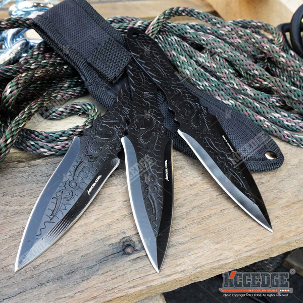 3PC 6.5 ASSORTED Dragon & Scorpion Design NINJA KUNAI THROWING KNIVES –  KCCEDGE