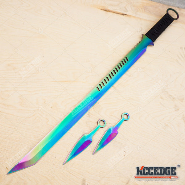 Kccedge 27 Tanto Ninja Sword/Katana with 2 Throwing Knives – KCCEDGE