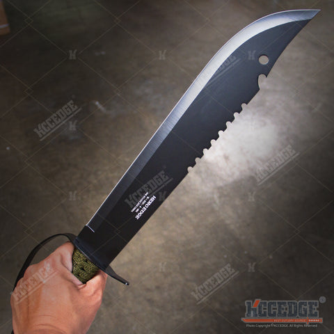 19.5" FULL TANG HUNTERS CHOPPING SWORD Sawback Fixed Blade Machete with Knuckle-Bow Guard Survival Slashing Razor Sword