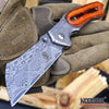 Image of 3PC US Flag FIXED CLEAVER + Damascus Etched CLEAVER + SHAVER Style CLEAVER