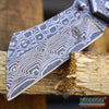 Image of 3PC US Flag FIXED CLEAVER + Damascus Etched CLEAVER + SHAVER Style CLEAVER