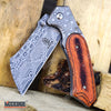 Image of 3PC US Flag FIXED CLEAVER + Damascus Etched CLEAVER + SHAVER Style CLEAVER