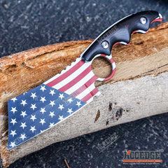 3PC COMBO FIXED US FLAG CLEAVER + BLACK Mini CLEAVER + 