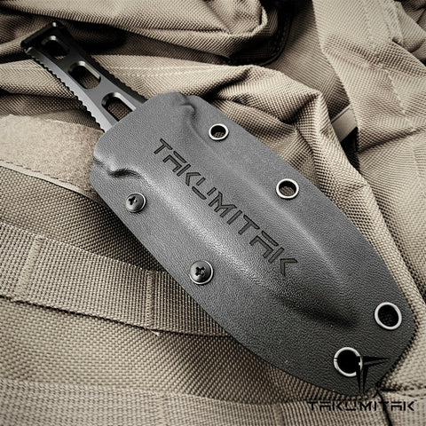 TAKUMITAK 8.75" Fixed Blade Knife D2 6.21mm Spear Point Blade Kydex Sheath Tactical Knife